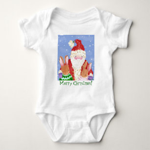 santa und bunnies! baby strampler