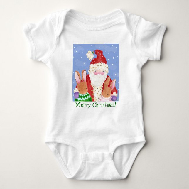 santa und bunnies! baby strampler (Vorderseite)