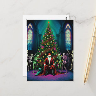 Santa und die tanzenden Skelette Postkarte