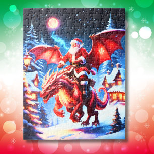 Santa und Drache am Heiligen Abend