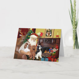 Santa und drei Cavaliers Feiertagskarte