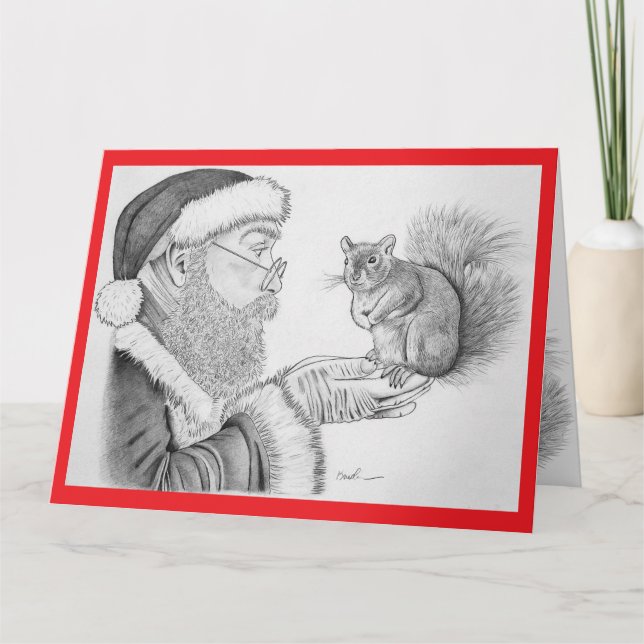 Santa und Eichhörnchen Karte (Vorderseite)