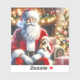 Santa und ein Welpe | Weihnachten Aufkleber