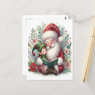 Santa und Elf 3 Postkarte