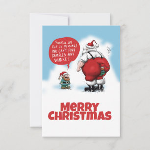 Santa und Elf Funny Cartoon Dankeskarte
