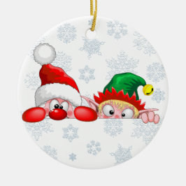 Santa und Elf Niedliche und lustige Charaktere pin Keramik Ornament
