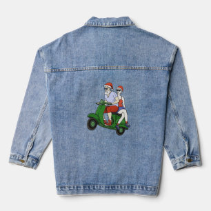 Santa und Frau Claus fahren mit einem Roller Jeansjacke