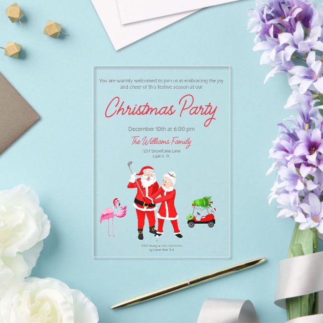 Santa und Frau Claus Golf Swing Einladung (In Situ (Hochzeit))