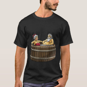 Santa und Frau Claus in Hot Tub Care Funny Couple  T-Shirt