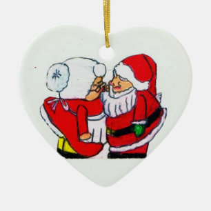 SANTA UND FRAU. CLAUSE CHRISTMAS KISS KERAMIKORNAMENT