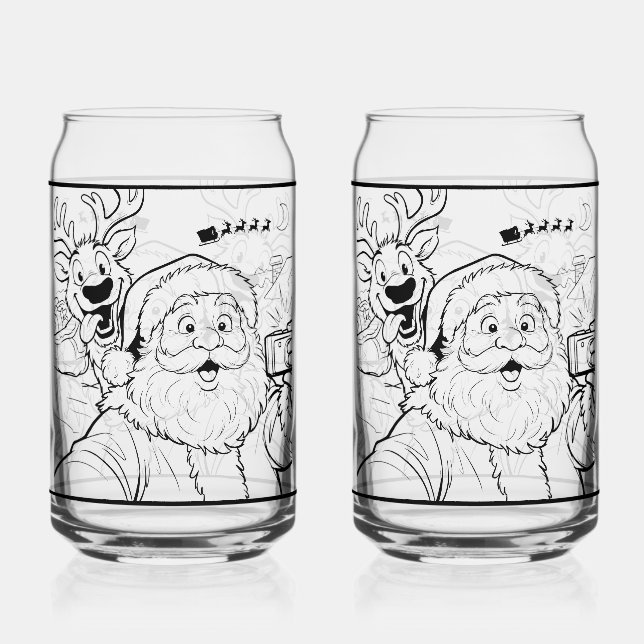 Santa und Hirsch-Sodaglas Dosenglas (Vorderseite)