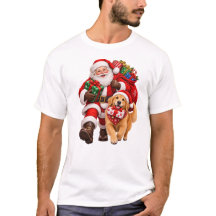Santa und Hund liefern Weihnachtsgeschenke