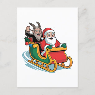 Santa und Krampus Evil Dunkle Weihnachtsfeiertage  Feiertagspostkarte