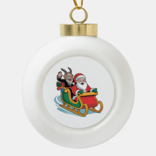 Santa und Krampus Evil Dunkle Weihnachtsfeiertage Keramik Kugel-Ornament