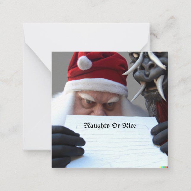 Santa und Krampus Weihnachtskarte Mitteilungskarte (Vorderseite)