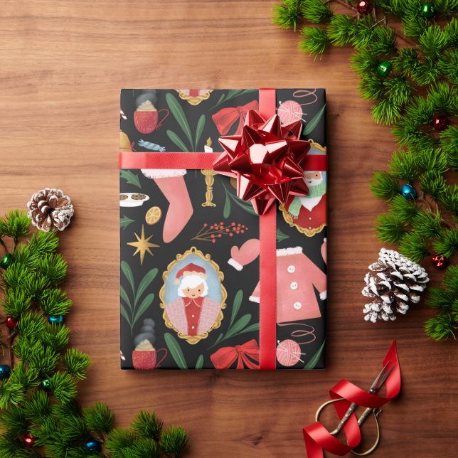 santa und mrs claus ferien papier geschenkpapier (Feiertagsgeschenk)