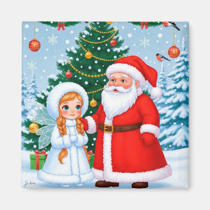 Santa und Mrs. Claus neben dem Weihnachtsbaum steh Magnet
