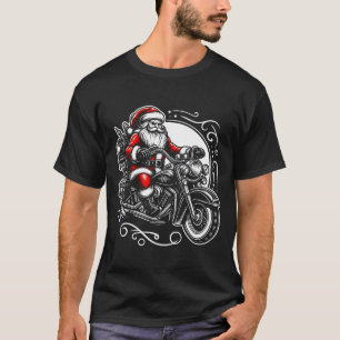 Santa und Mrs. Claus Riding Motorrad-Design solide T-Shirt