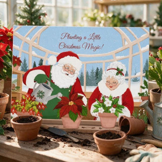 Santa und Mrs. Claus Weihnachtsgartenarbeit Karte