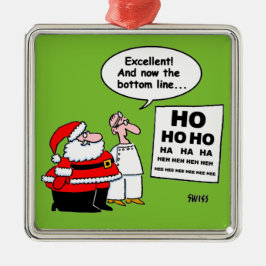 Santa und Optometristin Augendiagramm-Cartoon Ornament Aus Metall