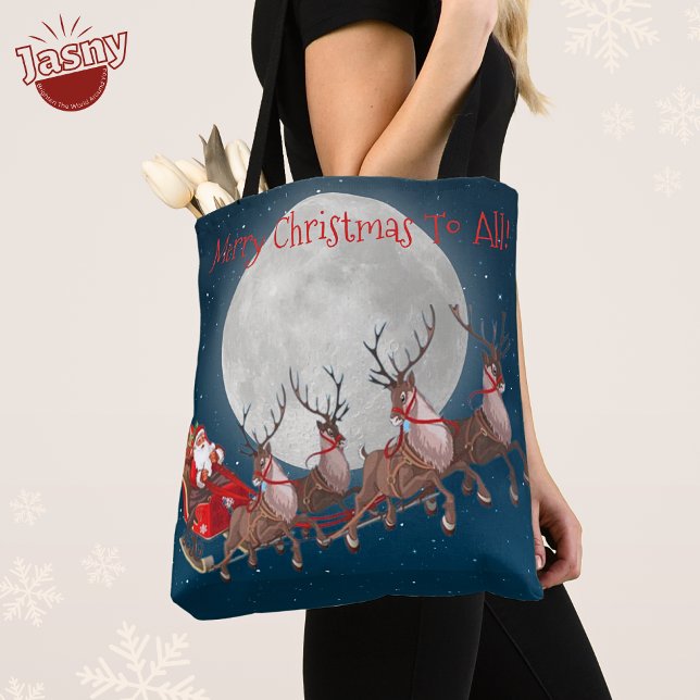SANTA UND REINDEER FLIEGEN ÜBER DEN MOND TASCHE (Von Creator hochgeladen)