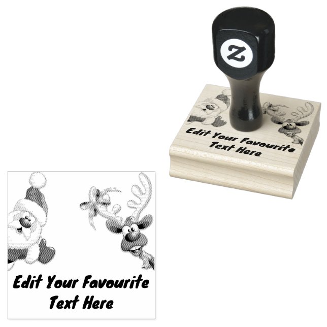 Santa und Reindeer Merry Christmassy Happy Cartoon Gummistempel (Stempel)