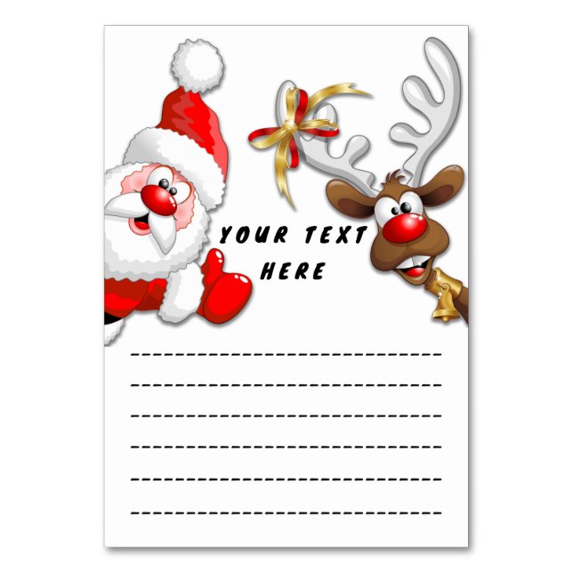 Santa und Reindeer Merry Christmassy Happy Cartoon Tischnummer (Vorderseite)