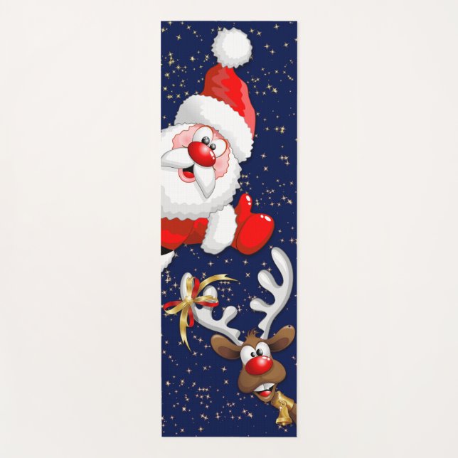 Santa und Reindeer Merry Christmassy Happy Cartoon Yogamatte (Vorderseite)