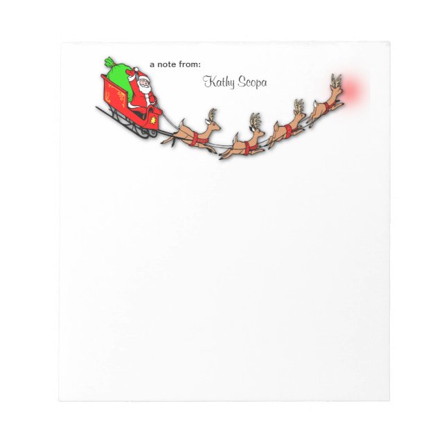 Santa und Rentier fliegen Notizblock (Vorderseite)