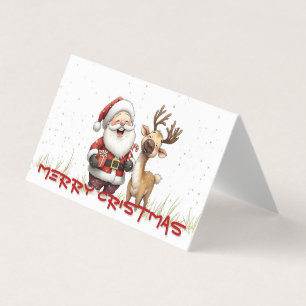 Santa und Rentier im festlichen Cartoon-Stil