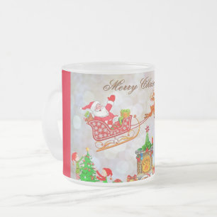 Santa und Rentier Mattierte Glass-Kaffee-Tasse Mattglastasse