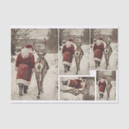 Santa und Rentier zurück in die Scheune Seidenpapier