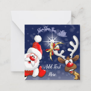 Santa und Rentiere Frohe Weihnachten Glücklicher C Mitteilungskarte
