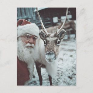 Santa und Rentiere Winterzauber Postkarte