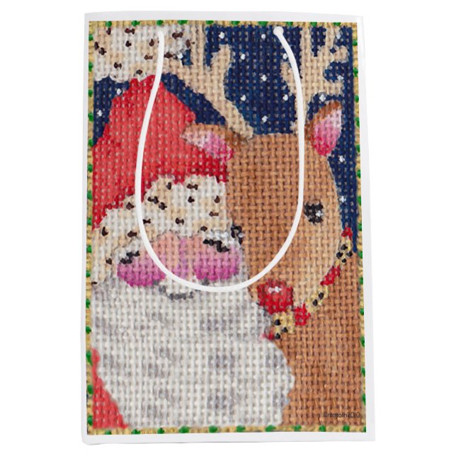 Santa und Rudolf Geschenktasche Mittlere Geschenktüte (Vorderseite)
