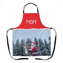Santa und Rudolf Mama Koch-Schürze mit All-Over-Dr
