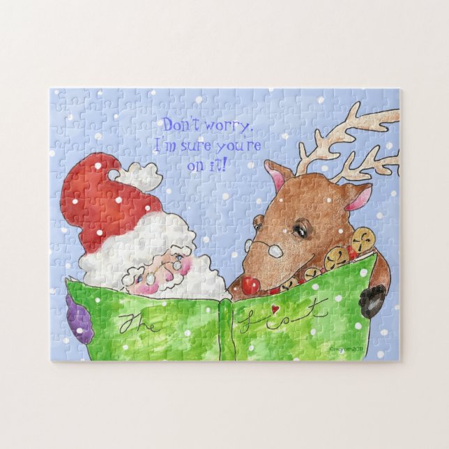 Santa und Rudolf mit Liste (Horizontal)
