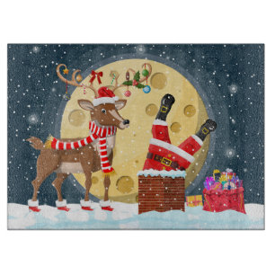 Santa und Rudolph auf dem Dach Schneidebrett