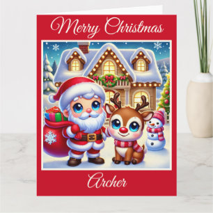 Santa und Rudolph der Rotnasen-Rentier Karte