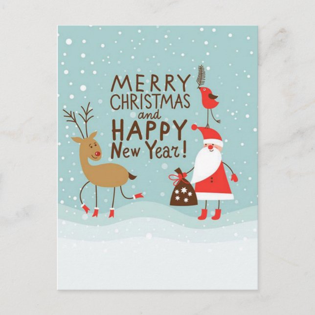 Santa und Rudolph Feiertagspostkarte (Vorderseite)