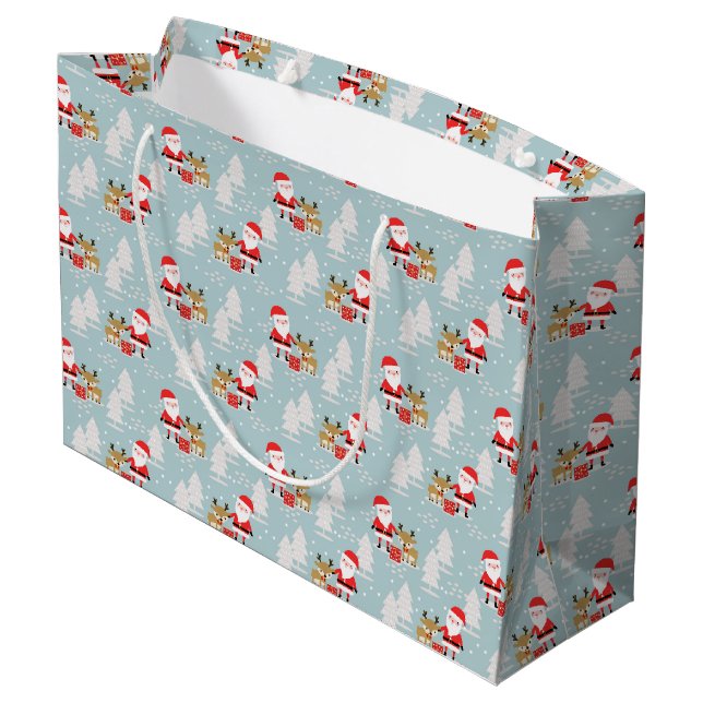 Santa und Rudolph Große Geschenktüte (Rückseite Schrägansicht)