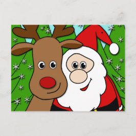 Santa und Rudolph selfie Feiertagspostkarte