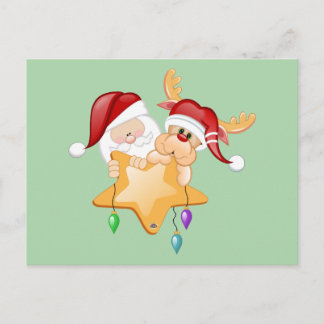 Santa und Rudy Star Feiertagspostkarte