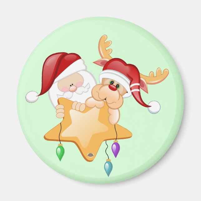 Santa und Rudy Star Magnet (Vorne)