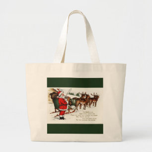 Santa und Schlitten mit Reindeer Jumbo Tote Bag Stoffbeutel