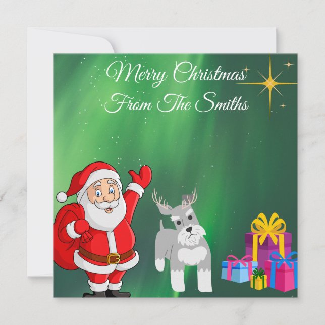 SANTA UND SCHNAUZER CUSTOM CHRISTMAS CARD KARTE (Vorderseite)
