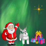 SANTA UND SCHNAUZER CUSTOM CHRISTMAS GIFT BAG GROßE GESCHENKTÜTE<br><div class="desc">Adorable Custom Weihnachtsgeschenktasche mit Weihnachtsmann und Schnauzer, die Antler mit fröhlichen Weihnachtsgrüßen tragen. Perfekte Geschenktasche für Familien und Hundefreunde.</div>