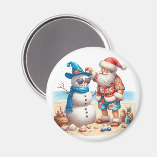 Santa und Schneemann Tropeninsel Weihnachten Magnet
