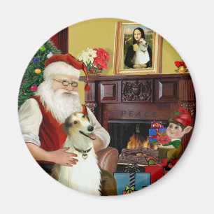 Santa und sein Borzoi Magnet