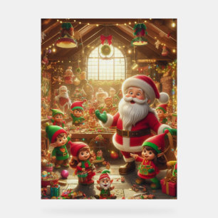 Santa und seine Elfen in der Weihnachtswerkstatt W Acrylschild